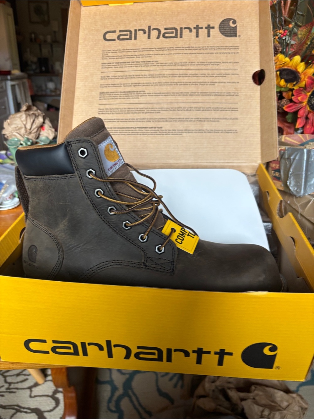Carhartt Men’s Dark Brown Lace-Up Work Boot